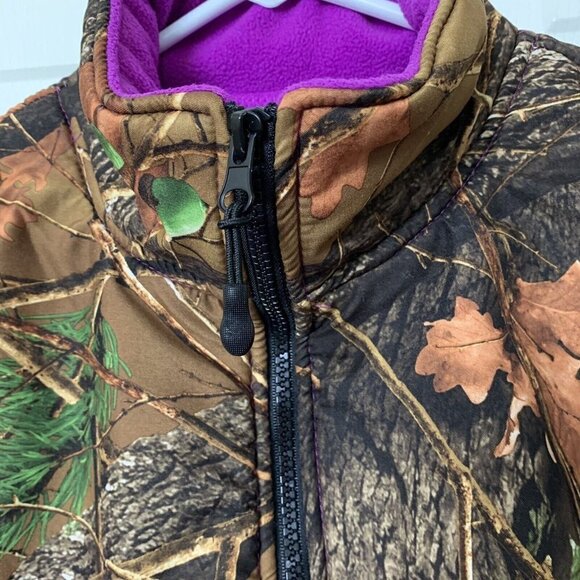 Trail Crest Women’s XS Fleece Jacket Camo Purple Pockets Full Zip - Picture 4 of 7